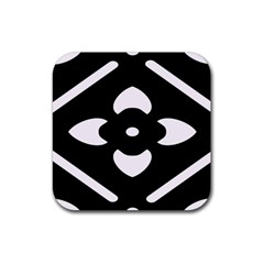 Black And White Pattern Background Rubber Coaster (square) 
