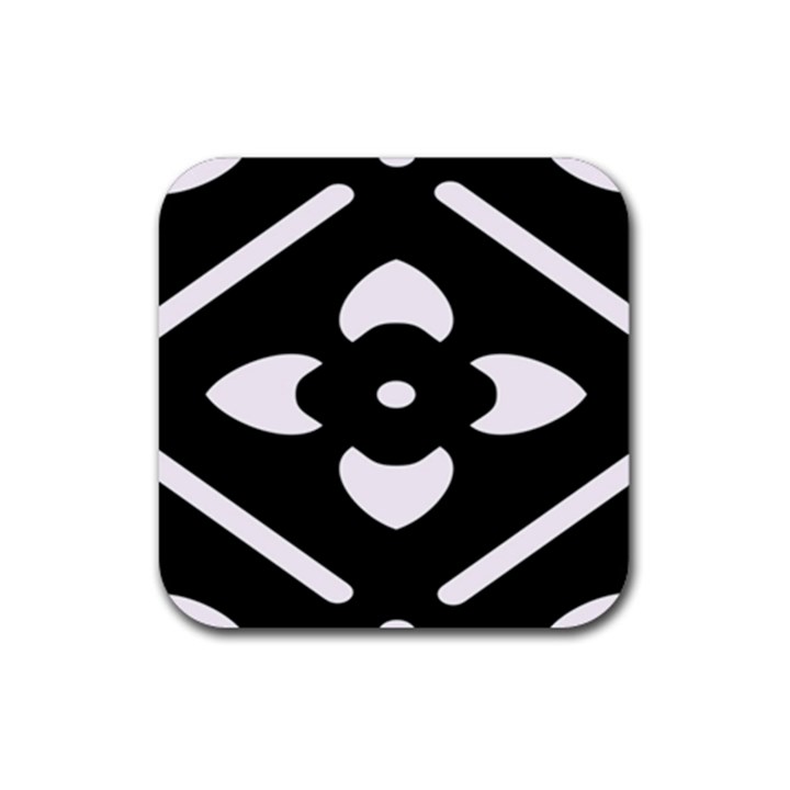 Black And White Pattern Background Rubber Coaster (Square) 