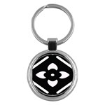 Black And White Pattern Background Key Chains (Round)  Front
