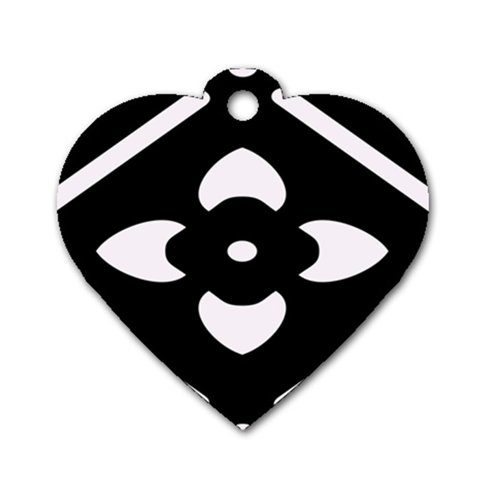 Black And White Pattern Background Dog Tag Heart (One Side)