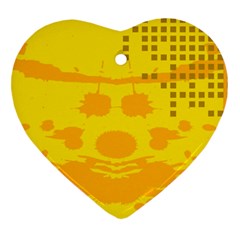 Texture Yellow Abstract Background Heart Ornament (two Sides)