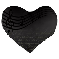 Music Clef Background Texture Large 19  Premium Heart Shape Cushions by Nexatart