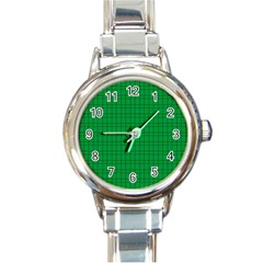 Pattern Green Background Lines Round Italian Charm Watch