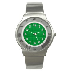 Pattern Green Background Lines Stainless Steel Watch