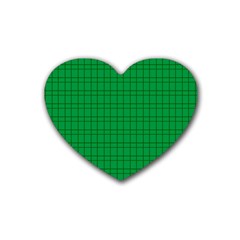 Pattern Green Background Lines Rubber Coaster (Heart) 