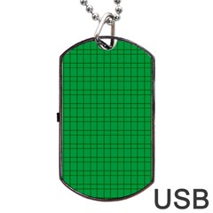 Pattern Green Background Lines Dog Tag USB Flash (One Side)