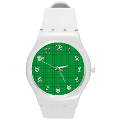 Pattern Green Background Lines Round Plastic Sport Watch (M)