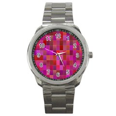 Shapes Abstract Pink Sport Metal Watch by Nexatart