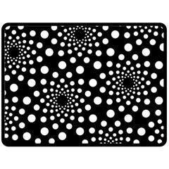 Dot Dots Round Black And White Double Sided Fleece Blanket (large)  by Nexatart