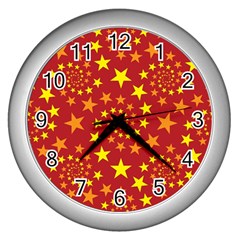 Star Stars Pattern Design Wall Clocks (silver)  by Nexatart