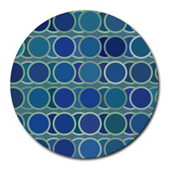 Circles Abstract Blue Pattern Round Mousepads by Nexatart