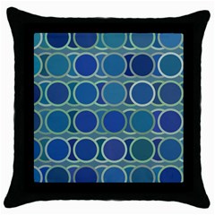Circles Abstract Blue Pattern Throw Pillow Case (black)