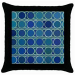 Circles Abstract Blue Pattern Throw Pillow Case (Black) Front