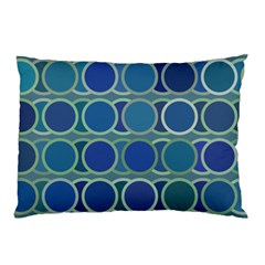 Circles Abstract Blue Pattern Pillow Case by Nexatart