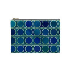 Circles Abstract Blue Pattern Cosmetic Bag (medium)  by Nexatart