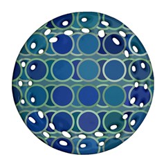 Circles Abstract Blue Pattern Ornament (round Filigree)