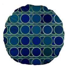 Circles Abstract Blue Pattern Large 18  Premium Round Cushions