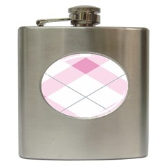 Tablecloth Stripes Diamonds Pink Hip Flask (6 Oz) by Nexatart