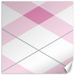 Tablecloth Stripes Diamonds Pink Canvas 16  X 16   by Nexatart