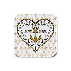 Anchor Heart Rubber Square Coaster (4 pack) 