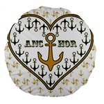 Anchor Heart Large 18  Premium Round Cushions Front