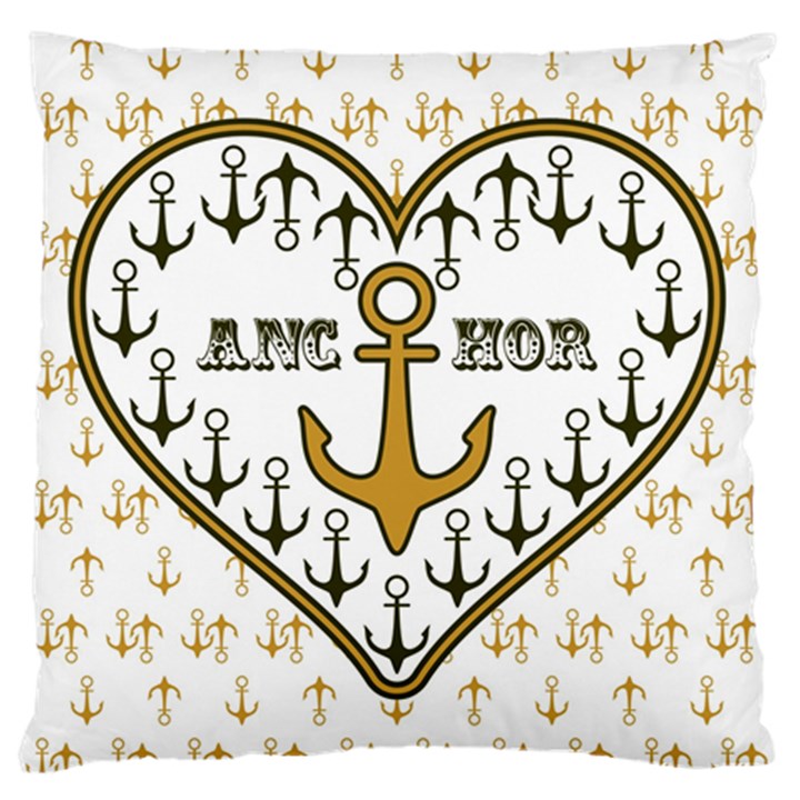 Anchor Heart Large Flano Cushion Case (One Side)