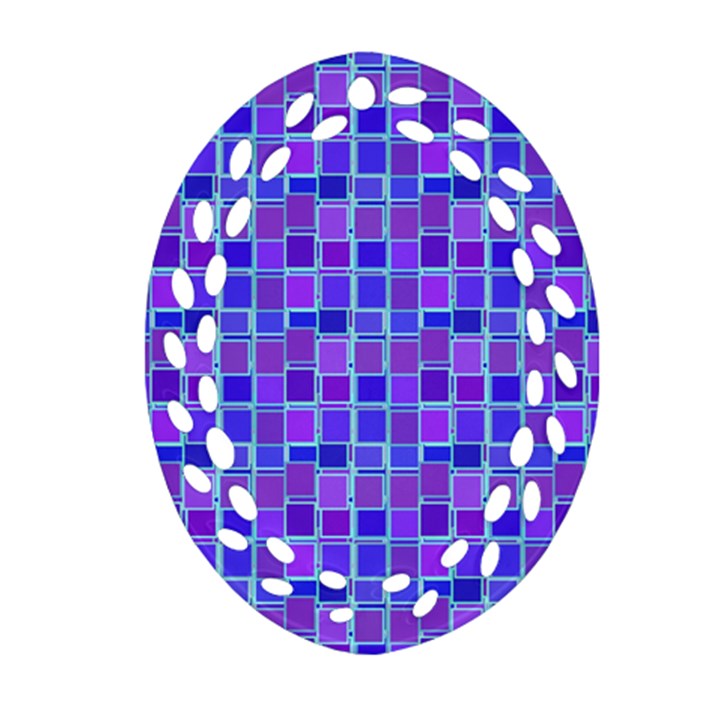 Background Mosaic Purple Blue Oval Filigree Ornament (Two Sides)