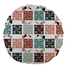 Mint Black Coral Heart Paisley Large 18  Premium Flano Round Cushions by Nexatart