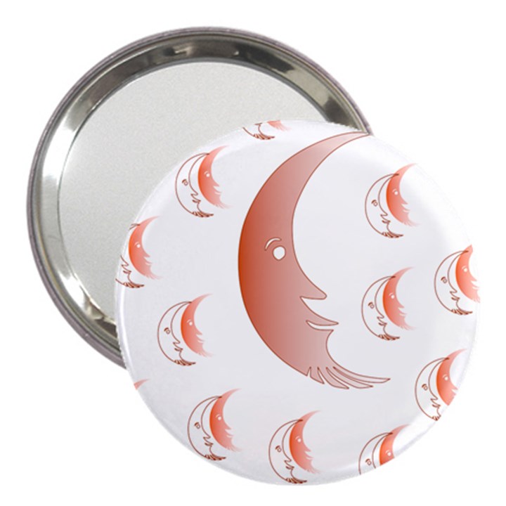 Moon Moonface Pattern Outlines 3  Handbag Mirrors