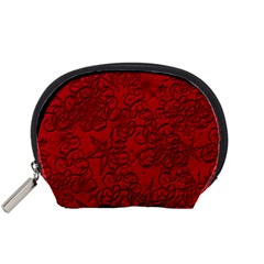 Christmas Background Red Star Accessory Pouches (small)  by Nexatart