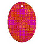 Pink Orange Bright Abstract Oval Ornament (Two Sides) Front