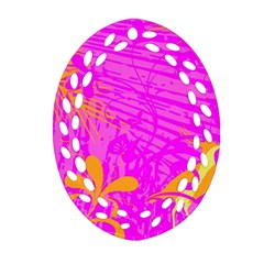 Spring Tropical Floral Palm Bird Oval Filigree Ornament (two Sides) by Nexatart