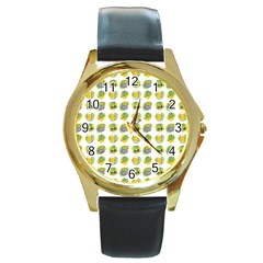 St Patrick S Day Background Symbols Round Gold Metal Watch