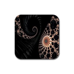 Fractal Black Pearl Abstract Art Rubber Square Coaster (4 Pack)  by Nexatart