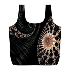 Fractal Black Pearl Abstract Art Full Print Recycle Bags (l)  by Nexatart