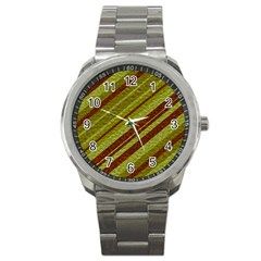 Stripes Course Texture Background Sport Metal Watch by Nexatart