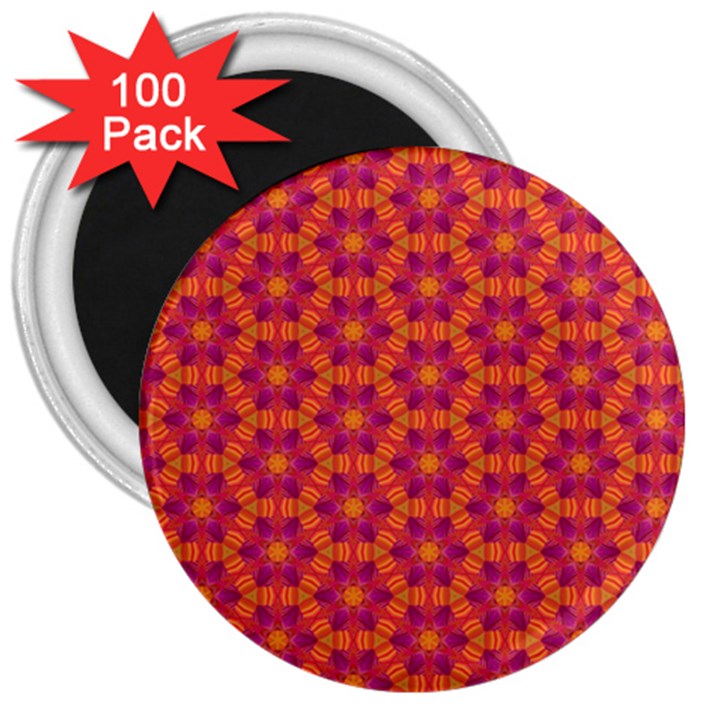 Pattern Abstract Floral Bright 3  Magnets (100 pack)