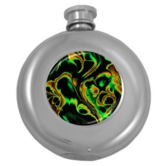 Glowing Fractal A Round Hip Flask (5 Oz) by Fractalworld