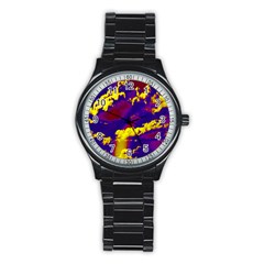 Sky Pattern Stainless Steel Round Watch by Valentinaart