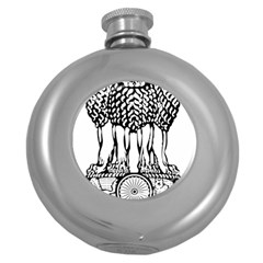 National Emblem Of India  Round Hip Flask (5 Oz) by abbeyz71