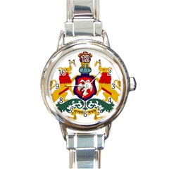 State Seal Of Karnataka Round Italian Charm Watch by abbeyz71