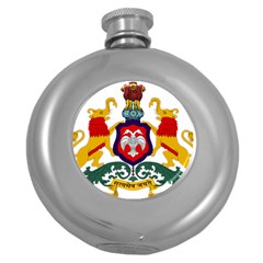 State Seal Of Karnataka Round Hip Flask (5 Oz) by abbeyz71