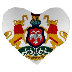 State Seal Of Karnataka Large 19  Premium Flano Heart Shape Cushions by abbeyz71