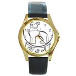 Seal of Indian State of Manipur Round Gold Metal Watch Front