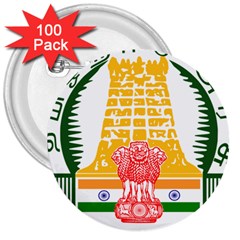 Seal Of Indian State Of Tamil Nadu  3  Buttons (100 Pack)  by abbeyz71