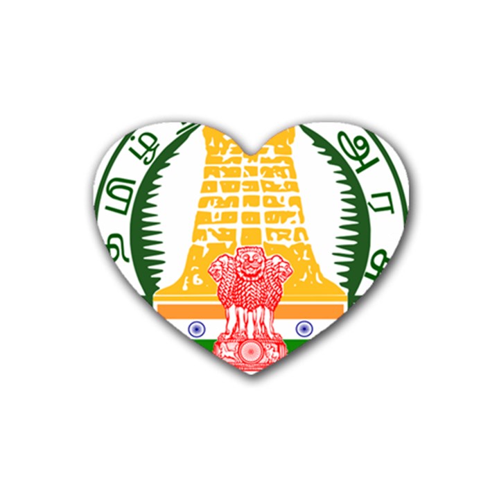 Seal of Indian State of Tamil Nadu  Rubber Coaster (Heart) 