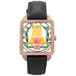 Seal of Indian State of Tamil Nadu  Rose Gold Leather Watch  Front