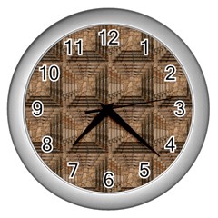 Collage Stone Wall Texture Wall Clocks (silver) 