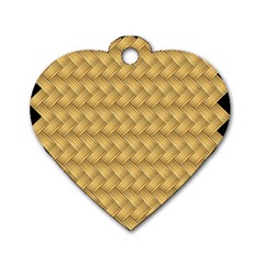Wood Illustrator Yellow Brown Dog Tag Heart (two Sides) by Nexatart