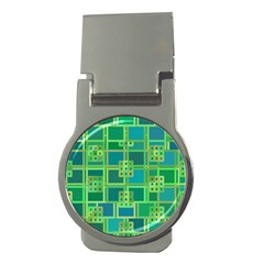 Green Abstract Geometric Money Clips (round)  by Nexatart